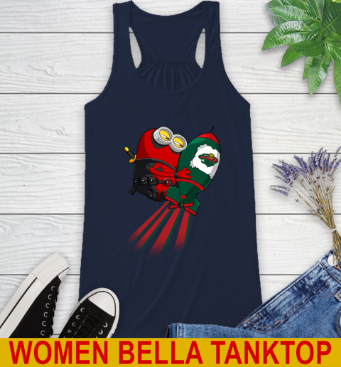 NHL Hockey Minnesota Wild Deadpool Minion Marvel Shirt Racerback Tank 9