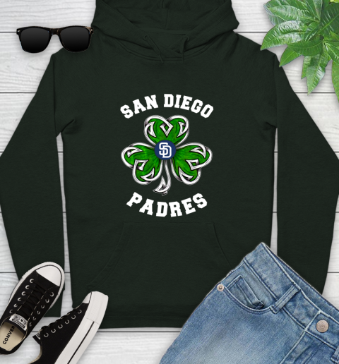 MLB San Diego Padres Three Leaf Clover St Patrick's Day Baseball Sports Youth Hoodie 14