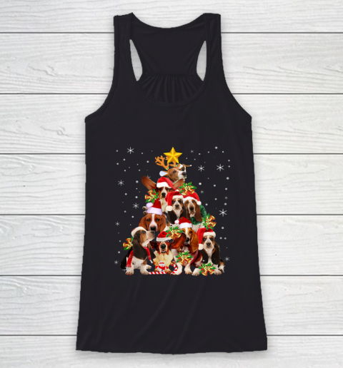 Basset Hound Christmas Tree T Shirt Xmas Gift For Dog Lover Racerback Tank