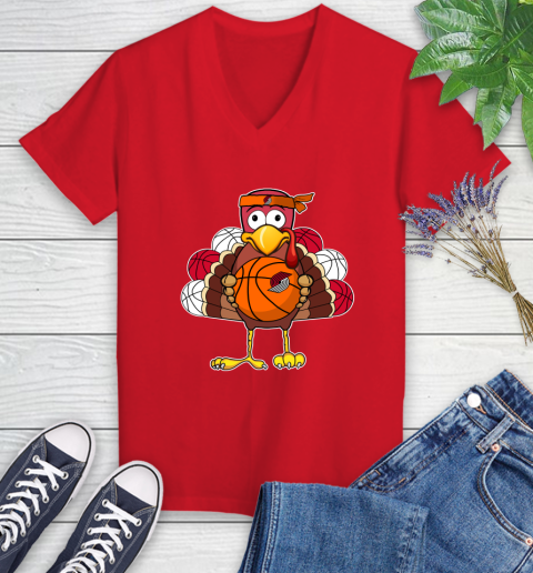 Portland Trail Blazers Turkey thanksgiving day Women's V-Neck T-Shirt 12