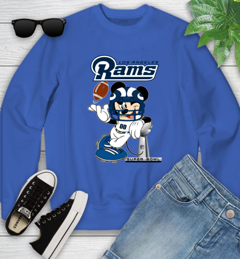 NFL Los Angeles Rams Mickey Mouse Disney Super Bowl Football T Shirt Youth Sweatshirt 8