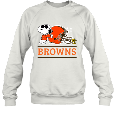 The Ceveland Browns Joe Cool And Woodstock Snoopy Mashup Sweatshirt