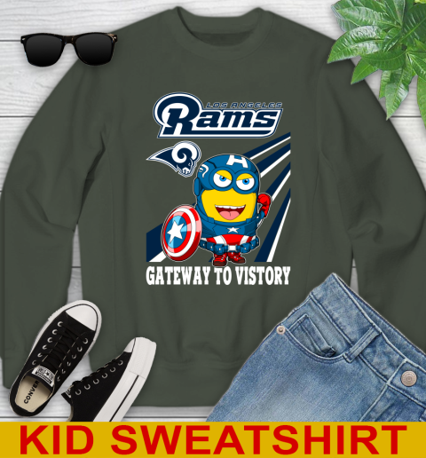 NFL Football Los Angeles Rams Captain America Marvel Avengers Minion Shirt Youth Sweatshirt 8