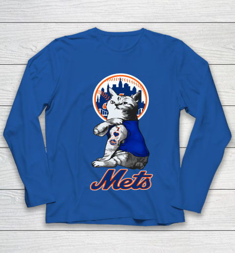 MLB Baseball My Cat Loves New York Mets Youth Long Sleeve 7