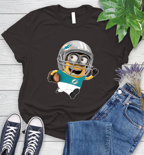 NFL Miami Dolphins Minions Disney Football Sports Women's T-Shirt 8