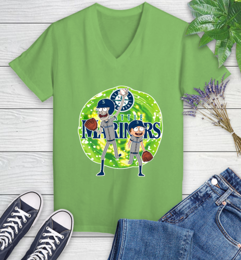 MLB Seattle Mariners Rick And Morty Baseball Sports Women's V-Neck T-Shirt 11