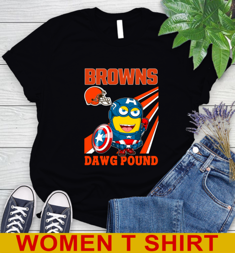 NFL Football Cleveland Browns Captain America Marvel Avengers Minion Shirt Women's T-Shirt