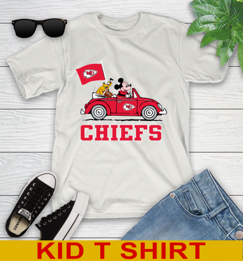 NFL Football Kansas City Chiefs Pluto Mickey Driving Disney Shirt Youth T-Shirt 12