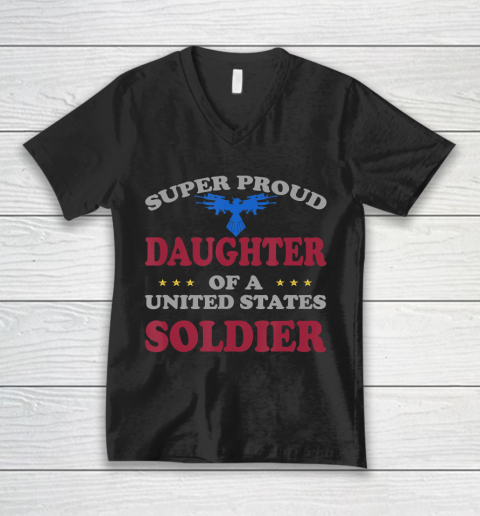 Father gift shirt Veteran Super Proud Daughter of a United States Soldier T Shirt V-Neck T-Shirt