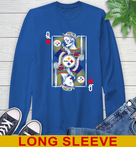 NFL Football Pittsburgh Steelers The Queen Of Hearts Card Shirt Long Sleeve T-Shirt 11