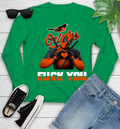 MLB Baltimore Orioles Deadpool Love You Fuck You Baseball Sports Youth Long Sleeve 7