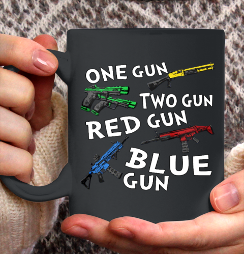 One Gun Two Gun Red Gun Blue Gun Ceramic Mug 11oz
