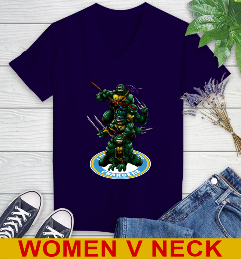 NFL Football Los Angeles Chargers Teenage Mutant Ninja Turtles Shirt Women's V-Neck T-Shirt 4