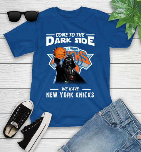 NBA Come To The Dark Side We Have New York Knicks Star Wars Darth Vader Basketball Youth T-Shirt 12