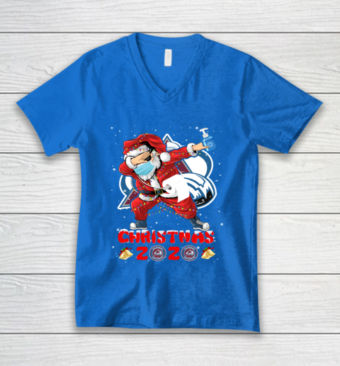 Colorado Avalanche Funny Santa Claus Dabbing Christmas 2020 NHL V-Neck T-Shirt 5