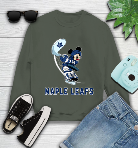 NHL Hockey Toronto Maple Leafs Cheerful Mickey Mouse Shirt Youth Sweatshirt 9