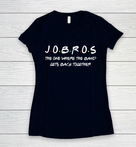 Jobros Jonas Brothers Tshirt The One Where The Band Gets Back Women's V-Neck T-Shirt | Tee For Sports