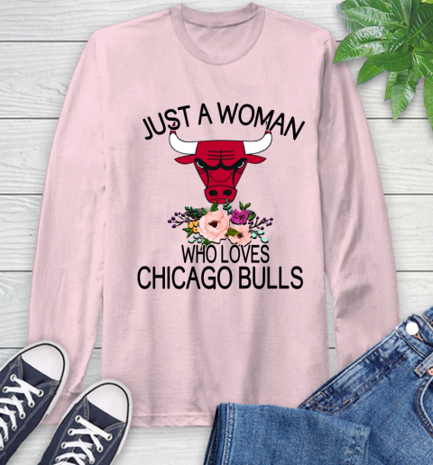 NBA Just A Woman Who Loves Chicago Bulls Basketball Sports Long Sleeve T-Shirt 8