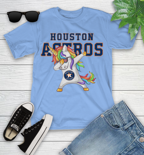 Houston Astros MLB Baseball Funny Unicorn Dabbing Sports Youth T-Shirt 11