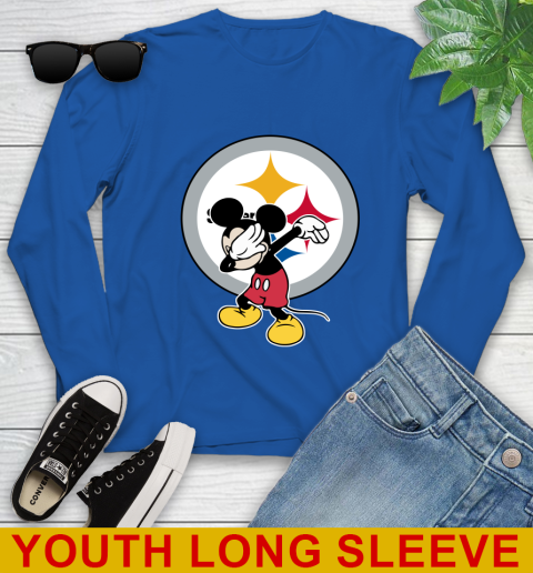 Pittsburgh Steelers NFL Football Dabbing Mickey Disney Sports Youth Long Sleeve 10