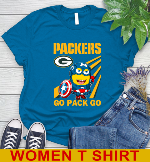NFL Football Green Bay Packers Captain America Marvel Avengers Minion Shirt Women's T-Shirt 8
