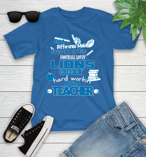 Detroit Lions NFL I'm A Difference Making Student Caring Football Loving Kinda Teacher Youth T-Shirt 12