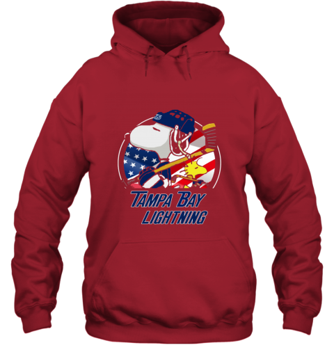 Tampa Bay lightning Snoopy And Woodstock NHL ftsg tampa bay lightningsnoopy and woodstock nhl hoodie 23 front red