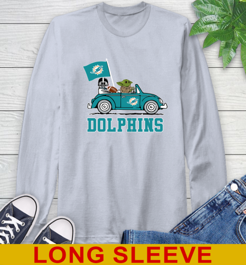 NFL Football Miami Dolphins Darth Vader Baby Yoda Driving Star Wars Shirt Long Sleeve T-Shirt 6