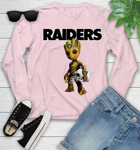 Oakland Raiders NFL Football Groot Marvel Guardians Of The Galaxy Youth Long Sleeve 10