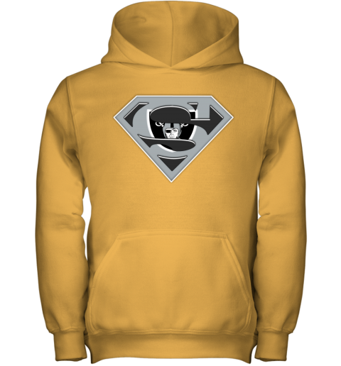 Oakland Raiders NFL LOGO Superman uzro oakland raiders nfl logo superman youth hoodie 43 front gold