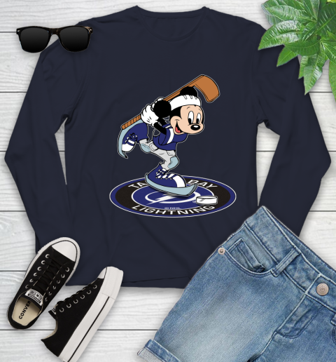 NHL Hockey Tampa Bay Lightning Cheerful Mickey Disney Shirt Youth Long Sleeve 3