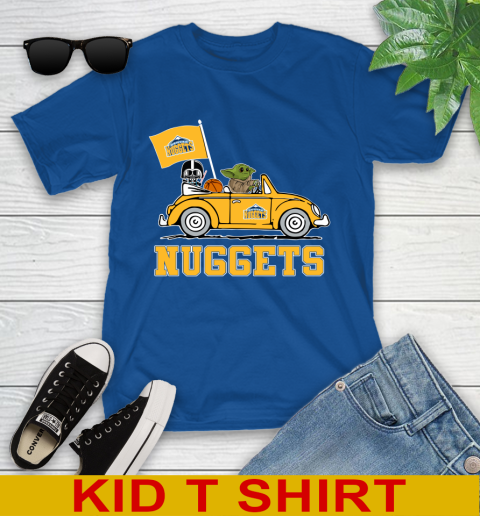 NBA Basketball Denver Nuggets Darth Vader Baby Yoda Driving Star Wars Shirt Youth T-Shirt 9