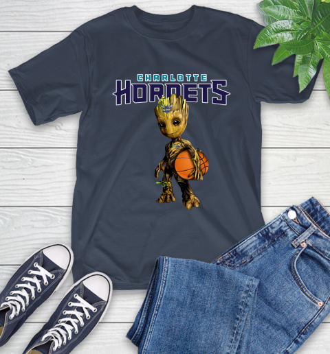 Charlotte Hornets NBA Basketball Groot Marvel Guardians Of The Galaxy T-Shirt 4