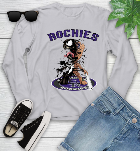 MLB Colorado Rockies Baseball Venom Groot Guardians Of The Galaxy Youth Long Sleeve 5