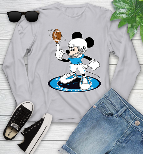 NFL Football Carolina Panthers Cheerful Mickey Disney Shirt Youth Long Sleeve 5