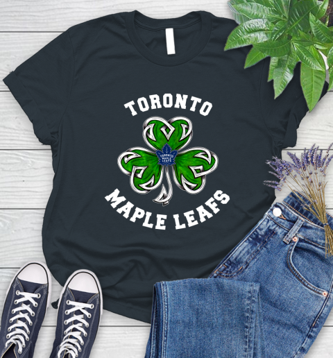 NHL Toronto Maple Leafs Three Leaf Clover St Patrick's Day Hockey Sports Women's T-Shirt 8