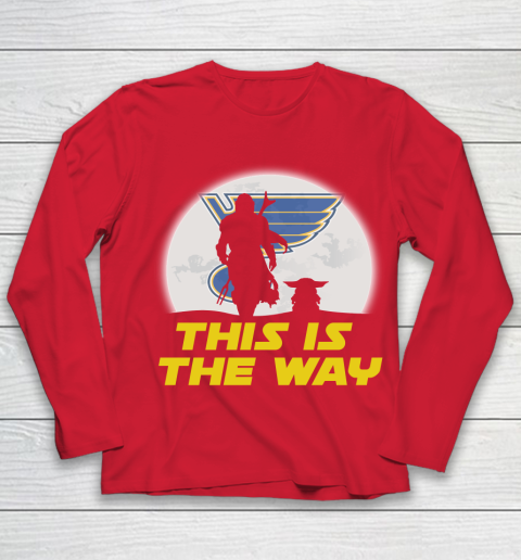St.Louis Blues NHL Ice Hockey Star Wars Yoda And Mandalorian This Is The Way Youth Long Sleeve 8
