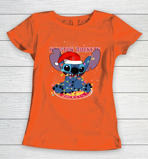 Houston Rockets NBA noel stitch Basketball Christmas Women's T-Shirt 2