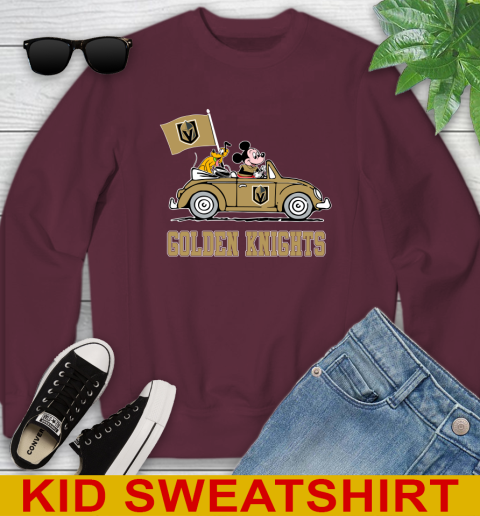 NHL Hockey Vegas Golden Knights Pluto Mickey Driving Disney Shirt Youth Sweatshirt 5