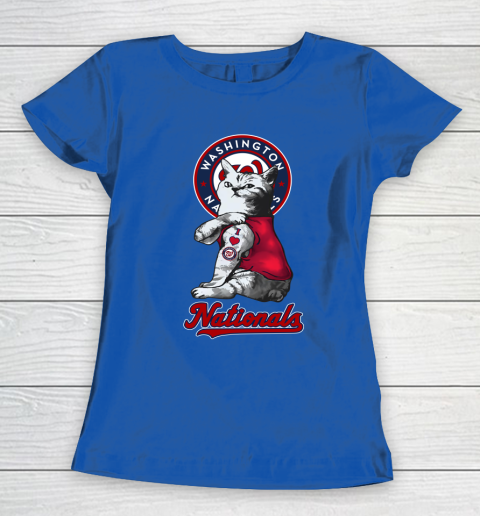 MLB Baseball My Cat Loves Washington Nationals Women's T-Shirt 8