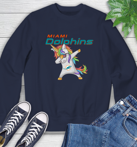 Miami Dolphins NFL Football Funny Unicorn Dabbing Sports Sweatshirt 3