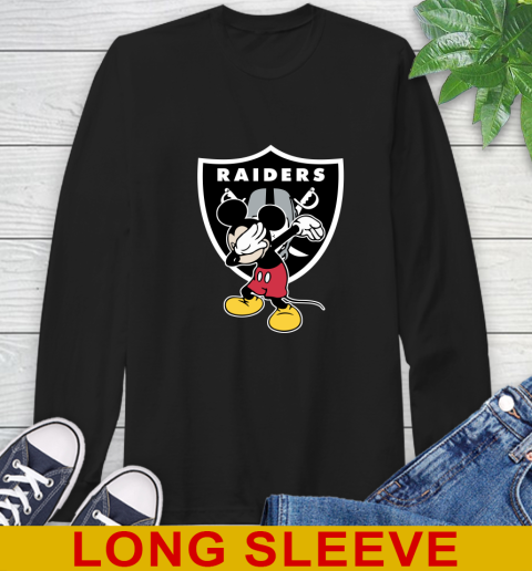 Oakland Raiders NFL Football Dabbing Mickey Disney Sports Long Sleeve T-Shirt 2