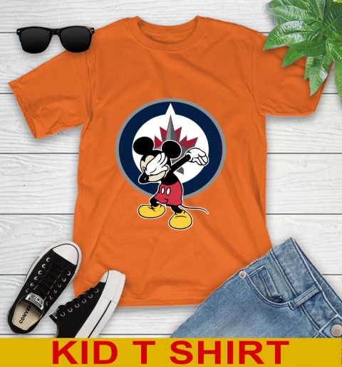 Winnipeg Jets NHL Hockey Dabbing Mickey Disney Sports Youth T-Shirt 7