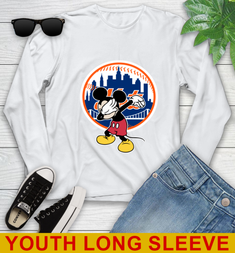 New York Mets MLB Baseball Dabbing Mickey Disney Sports Youth Long Sleeve