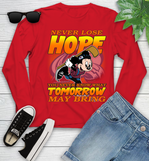 Colorado Avalanche NHL Hockey ootball Mickey Disney Never Lose Hope Youth Long Sleeve 11