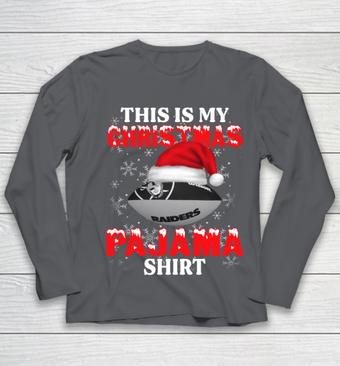 Oakland Raiders This Is My Christmas Pajama Shirt NFL Youth Long Sleeve 6