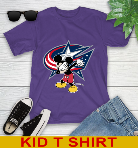 Columbus Blue Jackets NHL Hockey Dabbing Mickey Disney Sports Youth T-Shirt 4