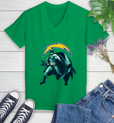 NFL Batman Football Sports Los Angeles Chargers Women's V-Neck T-Shirt 5