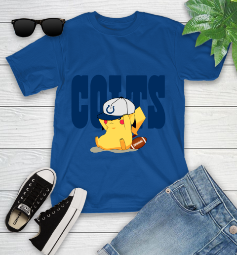 NFL Pikachu Football Sports Indianapolis Colts Youth T-Shirt 9