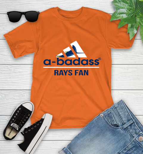 MLB A Badass Tampa Bay Rays Fan Adidas Baseball Sports Youth T-Shirt 9